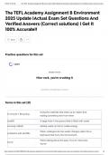 The TEFL Academy Assignment B Environment 2025 Update &vert;Actual Exam Set Questions And Verified Answers &lpar;Correct solutions&rpar; &vert; Get It 100&percnt; Accurate&excl;&excl;