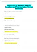 Introduction to Business Analytics Questions and Answers Latest Version  100&percnt; Pass