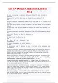 ATI RN Dosage Calculation Exam 11  2024 
