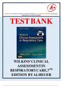 TEST BANK FOR WILKINS'  CLINICAL ASSESSMENT  IN RESPIRATORY   CARE&comma; 7TH EDITION  BY   ALBERT J&period;  HEUER  9780323277235 &vert; &lpar;All chapters included 1-20 &vert; Full test bank&comma; 100&percnt; Verified Answers&rpar;&vert; Rationales &vert; LATEST 