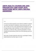 ABFM HEALTH COUNSELING AND PREVENTIVE CARE EXAM 2025 QUESTIONS WITH 100&percnt; SOLVED ANSWERS&excl;&excl;