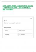 CWS EXAM PREP &lpar;QUESTIONS BANK&rpar; &vert; 644 QUESTIONS &vert; WITH ACTUAL SOLUTIONS&excl;&excl;