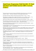 Final Exam&colon; Progression&colon; Field Tech III - IV Final Questions and Verified Answers 100&percnt; Correct&vert; Grade A