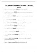 Spreadsheet Formulas Questions Correctly Solved