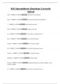 KS3 Spreadsheets Questions Correctly Solved