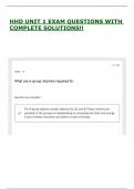 HHD UNIT 1 EXAM QUESTIONS WITH COMPLETE SOLUTIONS&excl;&excl;