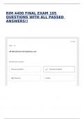 RIM 4400 FINAL EXAM 105 QUESTIONS WITH ALL PASSED ANSWERS&excl;&excl;