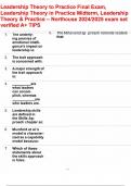 Leadership Theory to Practice Final Exam&comma; Leadership Theory in Practice Midterm&comma; Leadership Theory & Practice &ndash; Northouse 2024&sol;2025 exam set verified A&plus; TIPS