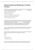 Mental Health and Wellbeing in Clinical Practice Exam &lpar;Latest Version 2024&vert;2025&rpar; Complete Questions And Correct Answers&vert; Graded A&plus;&period;