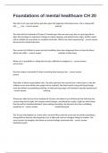 Foundations of mental healthcare CH 20 Prep Exam Questions And Answers Correctly Well Defined A&plus; Score&period;