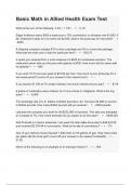 Basic Math in Allied Health Exam Test Questions and Answers &lpar;Latest Update 2024 &sol; 2025&rpar; Expected Questions and Revised Correct Answers &vert; 100&percnt; Guarantee Pass &lpar; A&plus; GRADED 100&percnt; VERIFIED&rpar;