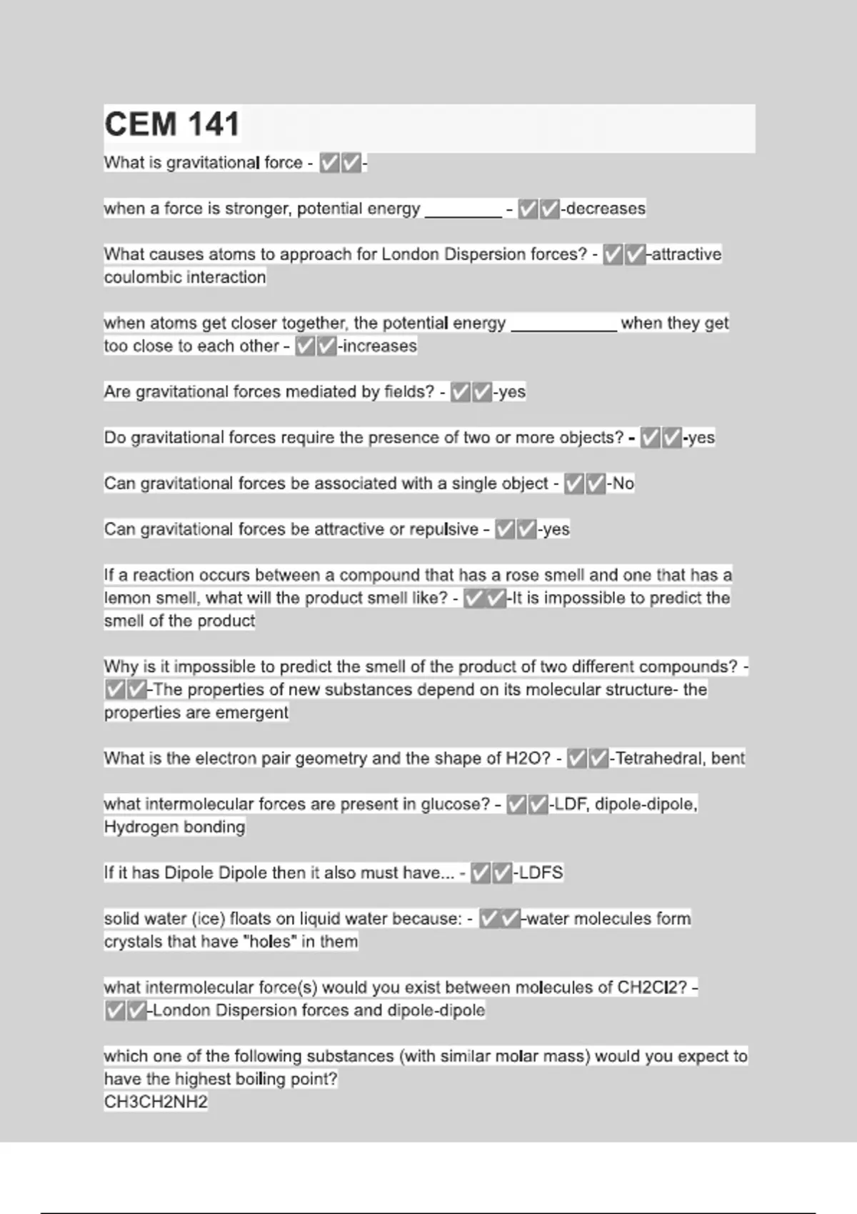 CEM 141 | Questions and Answers (Latest Update 2024 / 2025) Expected ...