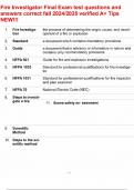Fire Investigator Final Exam test questions and answers correct fall 2024&sol;2025 verified A&plus; Tips NEW&excl;&excl;&excl;