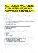 ALL HAZMAT AWARENESS EXAM WITH QUESTIONS ANSWERED CORRECTLY&excl;&excl; 