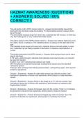 HAZMAT AWARENESS &lpar;QUESTIONS &plus; ANSWERS&rpar; SOLVED 100&percnt; CORRECT&excl;&excl;&excl;