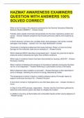 HAZMAT AWARENESS EXAMINERS QUESTION WITH ANSWERS 100&percnt; SOLVED CORRECT 