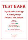 Test Bank for Psychiatric Nursing&colon; Contemporary Practice 6th Edition &lpar;Ann Boyd&comma; 2017&rpar;&comma; Chapter 1-43 &vert; All Chapters &vert; ISBN 9781451192438