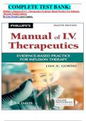     COMPLETE TEST BANK: Phillips's Manual Of I.V. Therapeutics Evidence-Based Practice For Infusion Therapy Eighth Edition By Lisa Gorski Latest Update.