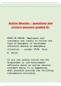 Active Shooter &ndash; questions and correct answers graded A&plus;
