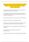 Agribusiness REAL EXAM QUESTIONS WITH EXPERT VERIFIED ANSWERS FOR GUARANTEED PASS &vert; LATEST UPDATE 2025