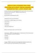 AGRICULTURAL ECONOMICS REAL EXAM QUESTIONS WITH EXPERT VERIFIED ANSWERS FOR GUARANTEED PASS &vert; LATEST UPDATE 2025