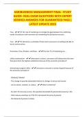 AGRIBUSINESS MANAGEMENT FINAL- STUDY GUIDE- REAL EXAM QUESTIONS WITH EXPERT VERIFIED ANSWERS FOR GUARANTEED PASS &vert; LATEST UPDATE 2025