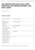 ISSA CERTIFICATION FINAL EXAM LATEST QUESTIONS AND VERIFIED ANSWERS &sol; ISSA EXAM LATEST