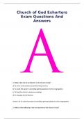 Church of God Exhorters Exam Questions And Answers