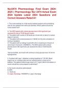 Nur2474 Pharmacology Final Exam 2024- 2025 &vert; Pharmacology Nur 2474 Actual Exam  2024 Update Latest 2024 Questions and  Correct Answers Rated A&plus;