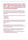 Nur2474 Rasmussen Pharm Exam 1 2024- 2025 &vert; NUR 2474 Pharmacology Actual  Exam Update Latest 2024 Questions and  Correct Answers Rated A&plus;