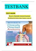 COMPLETE  Test Bank for Moore's Clinically Oriented Anatomy 9th Edition By Dalley & Agur, All Chapters 1 to 10 Covered, ISBN: 9781975154066|updated version 2025 