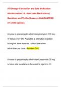 ATI Dosage Calculation and Safe Medication  Administration 3&period;0 - Injectable Medications &vert;  Questions and Verified Answers GUARANTEED  A&plus; &lpar;2025 Updates&rpar;