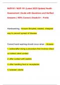 NUR101 &sol; NUR 101 &lpar;Latest 2025 Update&rpar; Health  Assessment &vert; Guide with Questions and Verified  Answers &vert; 100&percnt; Correct &vert; Grade A&plus; &ndash; Fortis