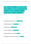 PEST CONTROL BRANCH 2 ACTUAL EXAM WITH CORRECT ACTUAL QUESTIONS AND CORRECTLY WELL DEFINED ANSWERS LATEST 2025  ALREADY GRADED A&plus;   