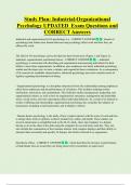 Study Plan&colon; Industrial-Organizational  Psychology UPDATED Exam Questions and  CORRECT Answers