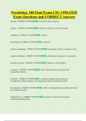 Psychology 100 Final Exam CSU UPDATED Exam Questions and CORRECT Answers