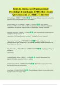 Intro to Industrial&sol;Organizational  Psychology Final Exam UPDATED Exam Questions and CORRECT Answers