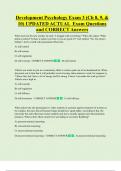 Development Psychology Exam 3 &lpar;Ch 8&comma; 9&comma; &  10&rpar; UPDATED ACTUAL Exam Questions and CORRECT Answers