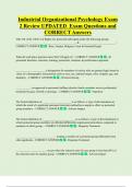 Industrial Organizational Psychology Exam  2 Review UPDATED Exam Questions and  CORRECT Answers