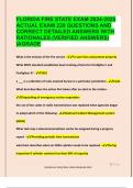 FLORIDA FIRE STATE EXAM 2024-2025  ACTUAL EXAM 220 QUESTIONS AND  CORRECT DETAILED ANSWERS WITH  RATIONALES &lpar;VERIFIED ANSWERS&rpar;  &vert;AGRADE
