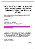 PASS CCRN TEST BANK 2025&vert; BRAND  NEW ACTUAL EXAM WITH 100&percnt; VERIFIED  QUESTIONS AND CORRECT SOLUTIONS&vert;  GUARANTEED VALUE PACK&vert; ACE YOUR  GRADES&period;