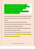 HESI EXIT EXAM REVIEW LATEST  2024&sol;2025 ACTUAL EAXM COMPLETE  400 QUESTIONS AND CORRECT  DETAILED ANSWERS WITH  RATIONALES &lpar;VERIFIED ANSWERS&rpar;  &vert;ALREADY GRADED A&plus;