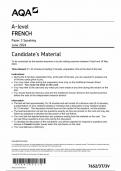 AQA A LEVEL FRENCH PAPER 3 2024&lpar;7652&sol;3T&sol;3V&colon; Speaking&rpar;