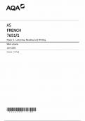 AQA AS FRENCH MARK SCHEME PAPER 1 2024&lpar;7651&sol;1&colon; Listening&comma; Reading and Writing&rpar;