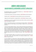 ARM 400 EXAM  QUESTIONS & ANSWERS LATEST UPDATED