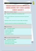 RESEARCH DESIGN QUESTIONS WITH DETAILED  VERIFIED ANSWERS &lpar;100&percnt; CORRECT ANSWERS&rpar;  &sol;ALREADY GRADED A&plus;