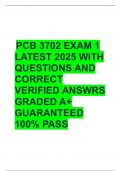 EXAM 1 PCB 3702 LATEST 2025 WITH QUESTIONS AND CORRECT VERIFIED CORRECT ANSWERS GRADED A&plus; GUARANTEED PASS