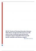 NR 541 Practice of Nursing Informatics &lpar;Summer 2023&rpar; Week 4 Assignment Discussion As an INS which of your functional areas and practice standards support telehealth&quest; Please provide specific examples and literature support&period;