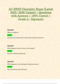AC-HPAT Chemistry Exam &lpar;Latest 2025 &sol; 2026 Update&rpar; &vert; Questions with Answers &vert; 100&percnt; Correct &vert; Grade A - Algonquin