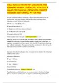 GRCC ADN 110 NUTRITION QUESTIONS AND ANSWERS NEWEST DOWNLOAD 2024&sol;2025 A COMPLETE EXAM SOLUTION WITH CORRECT ANSWERS BEST GRADED A&plus; FOR PASS